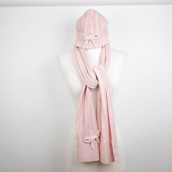 KATE SPADE New York Women's English Rose Metallic Rib Knit Scarf and Hat Set - Picture 1 of 12